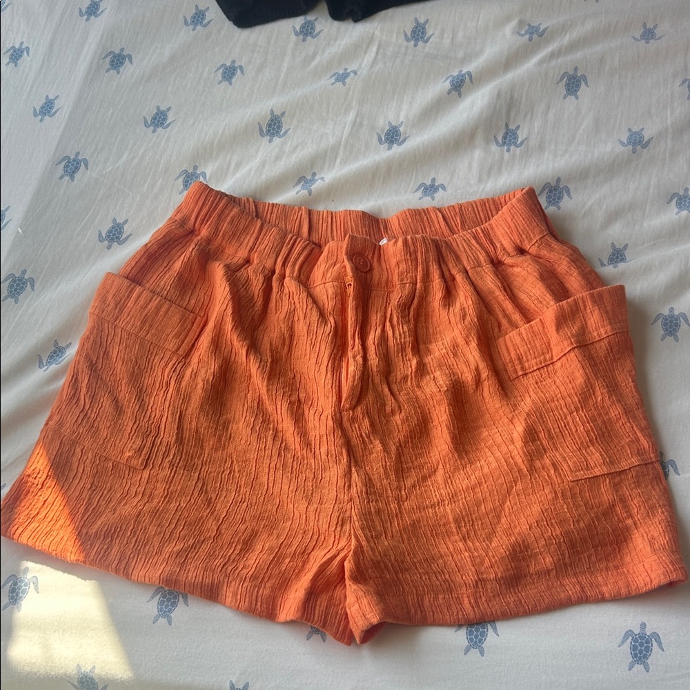 Blu Pepper Orange High-Waist Casual Shorts